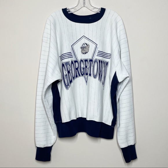 Vintage 90s Georgetown Hoyas Pinstripe Sweatshirt - Picture 1 of 6